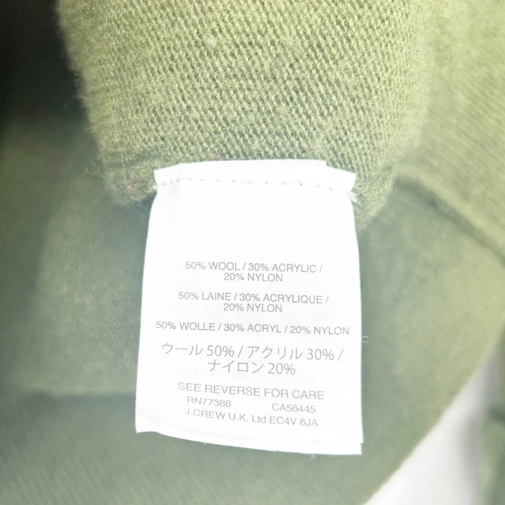 J. Crew Womens‎ Moss Green Wool Blend Tiered Ruffle Sleeve Preppy Sweater XXS